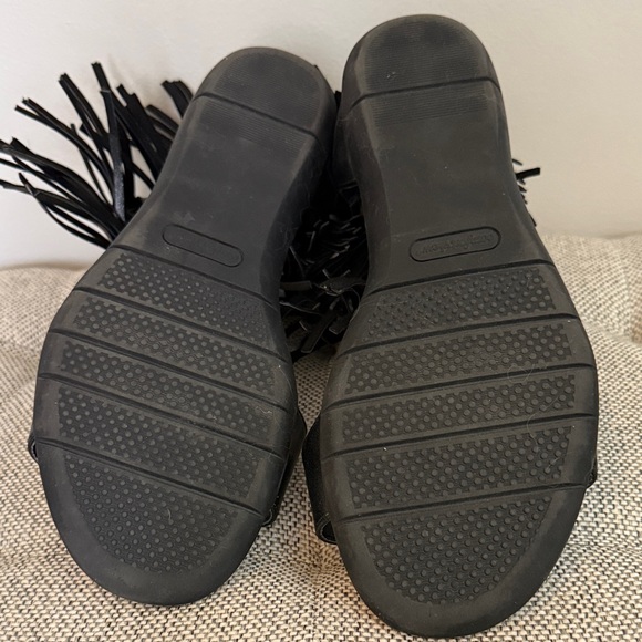 Comfort View Black Fringe Sandals - Picture 5 of 6